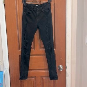 Just black distressed black denim jeans